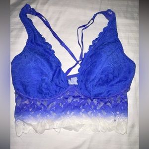 Blue and white bralette